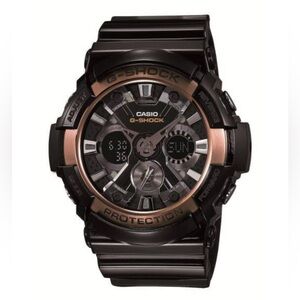 USED CASIO G-SHOCK GA-200RG BLACK ROSE GOLD WATCH WRISTWATCH ACCEPTABLE